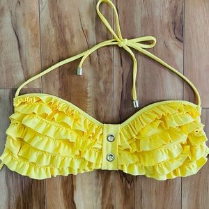 Xhilaration Yellow Ruffled Swim Top